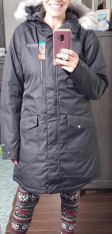 Size Small (5'4" & 130 lbs) - still plenty of room for bulky sweater.