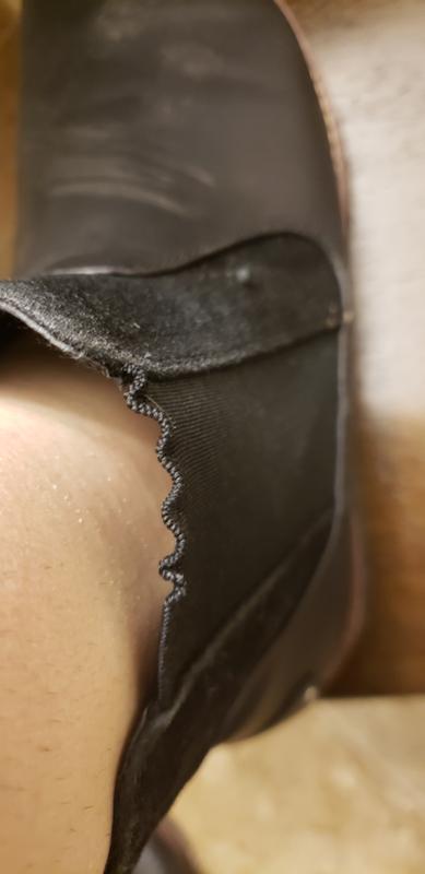 Side Elastic. Looks like this on both boots after one day.