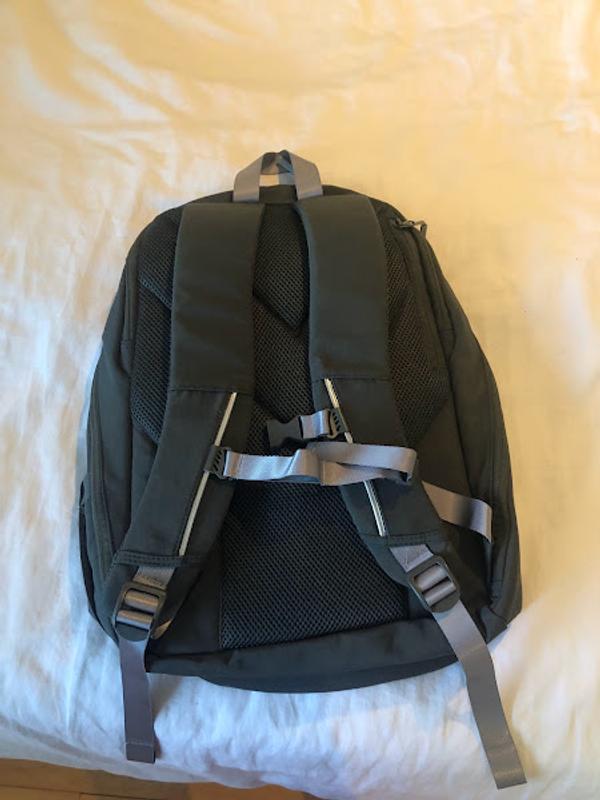 Back of backpack (including sternum strap)
