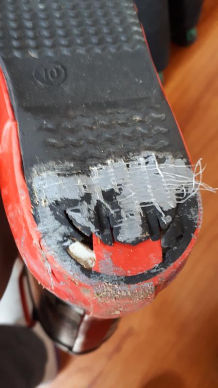 The wear and hole in the bottom of the boot (duct tape was over it at first to get us home)