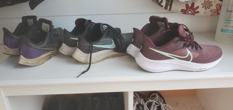 The oldest are for grass cutting, the middle pair are for outside wear and my new/current pair are for indoor treadmill walking!!!