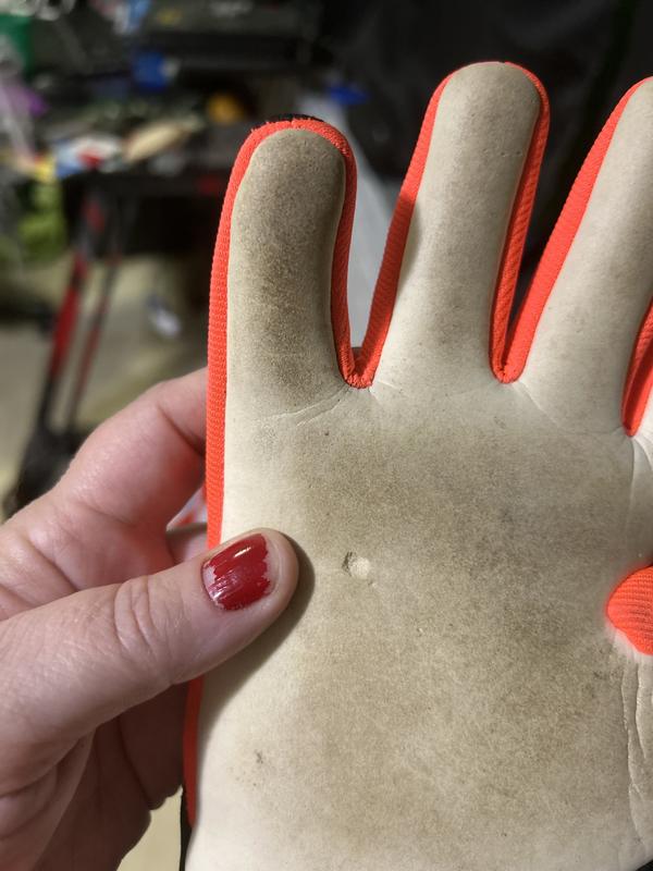 Son chose to use gloves as is since he wanted to play soccer with his friends )=