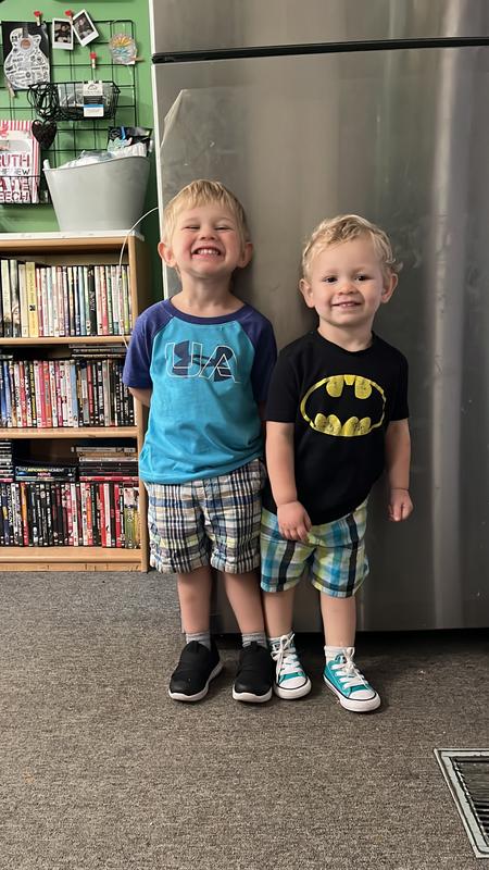 My 3-year-old son wearing size 3T. Perfect fit