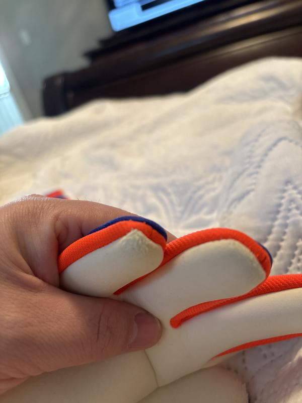 Goalie gloves as you can see in the pictures there’s ripped on the fingers they look like they were used