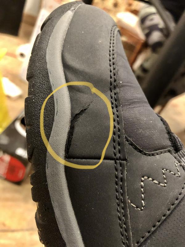 Tearing on both boots