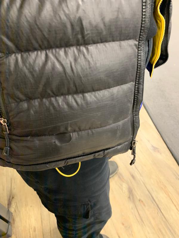 My goose down vest.... works great... hardly notice!