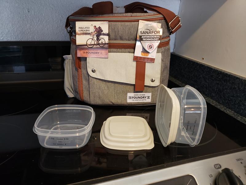 Fit + Fresh Jaxx Bag Heather Gray Insulated Portable Cooler with Containers  - Easy Meal Prep and Easy Clean Up in the Portable Coolers department at