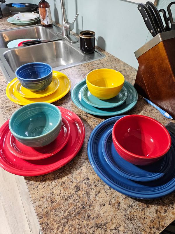 Mixed Coastal Blues Bistro Coupe 12-Piece Dinnerware Set, Service