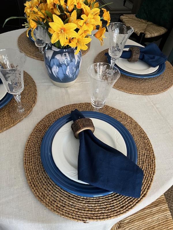 Lapis plate with white salad dish