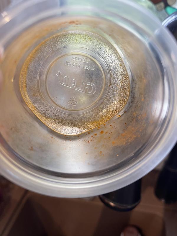 Sauce still on the sides.