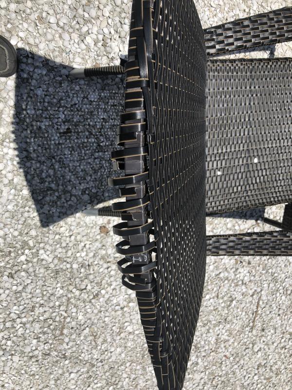 Top of chair cracked and unraveling.