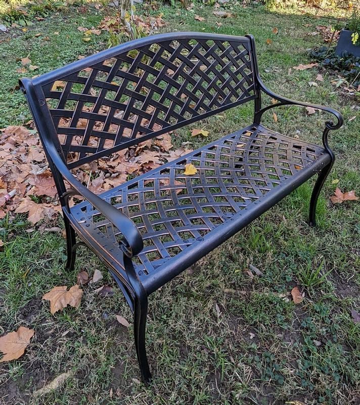 Outdoor Cast Aluminum Bench With Mesh - 40.5-inch - Garden