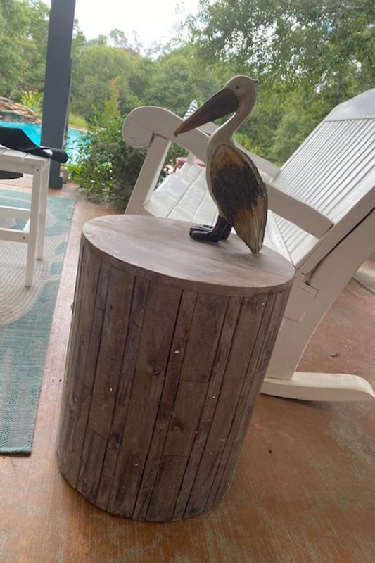 Polly Pelican LOVESs her new garden stool!!