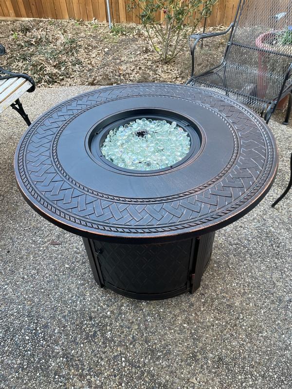 Wagner 33 Round Woven Aluminum Convertible Gas Fire Pit Table