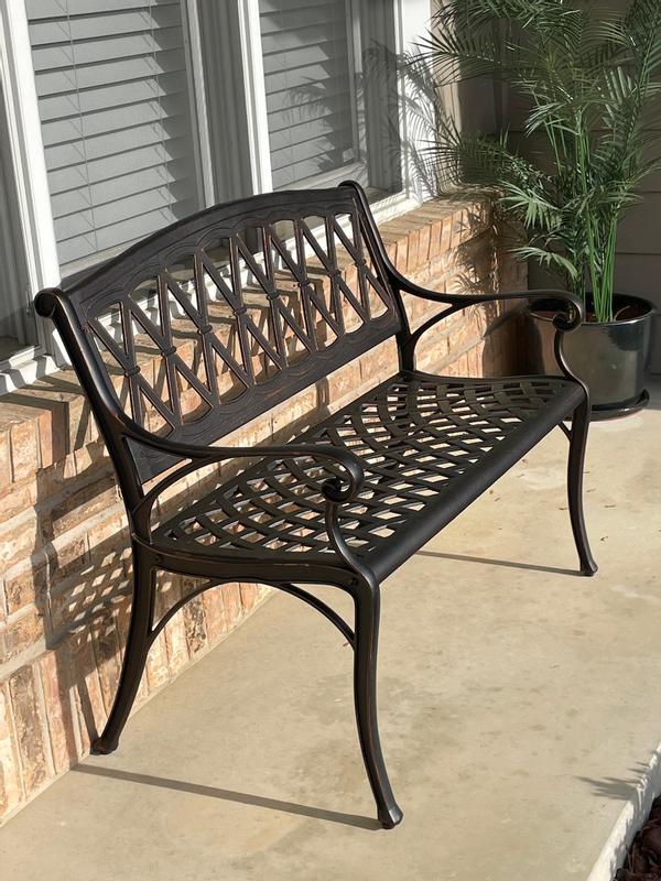 Hargrove cast aluminum patio outlet bench