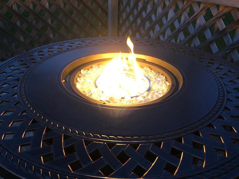 Wagner 33 Round Woven Aluminum Convertible Gas Fire Pit Table
