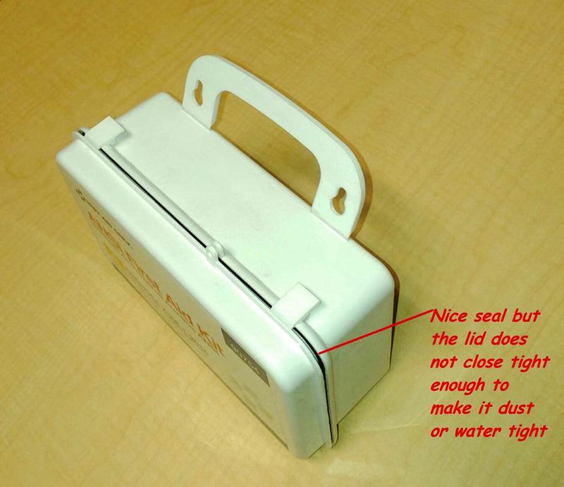 The case has a nice rubber seal, but the lid does not close tightly enough to make it dust or water resistant.