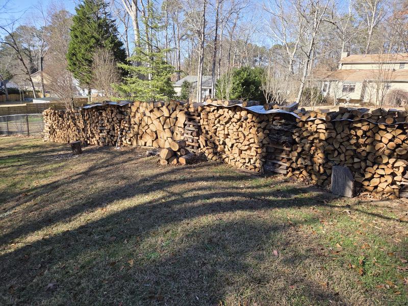 Mostly split row, the center of the row needs to be split again Axe is just to the left of what still needs to be split.