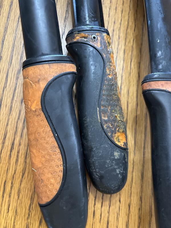 Melted soft grip handles