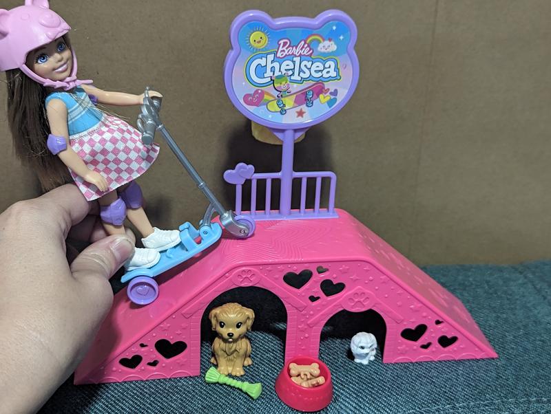 Barbie Chelsea Doll and Accessories, Skatepark Playset with 2