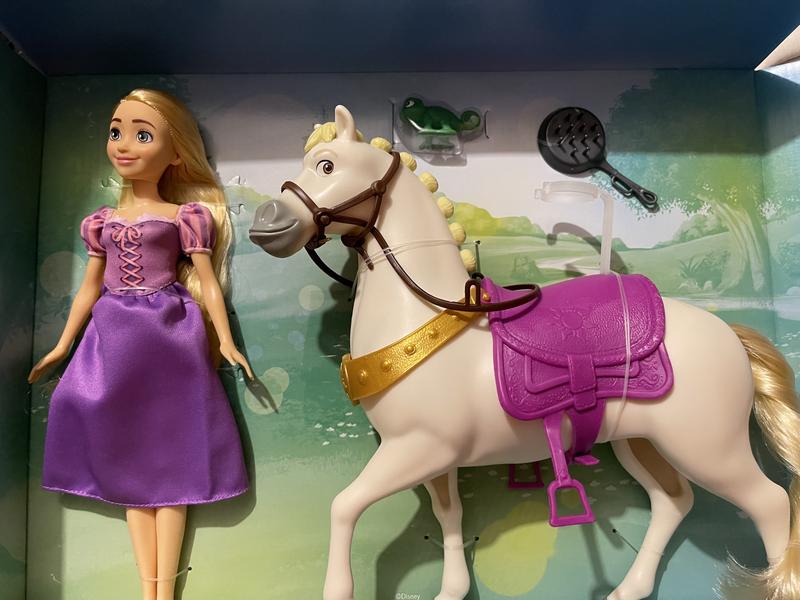 Bambola cavallo giocattolo Maximus DISNEY Rapunzel bianco dorato statuina  p