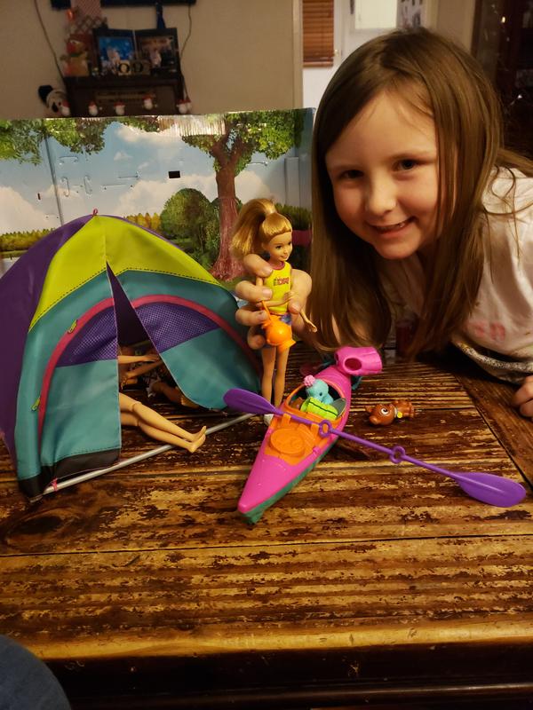 Barbie Team Stacie Doll & Accessories Set with Toy Tent, Kayak & 15+ Pieces