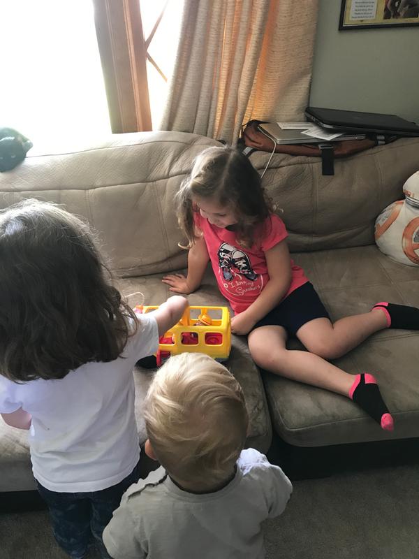 Playing with the school bus