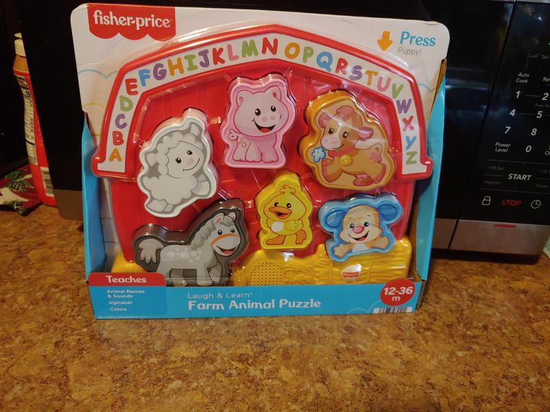 Fisher-Price Laugh & Learn Farm Animal Puzzle Shape Sorting Baby Toy with  Music & Sounds 