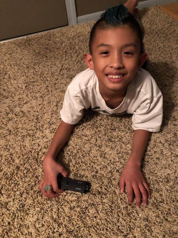 He loves his Batman mobile