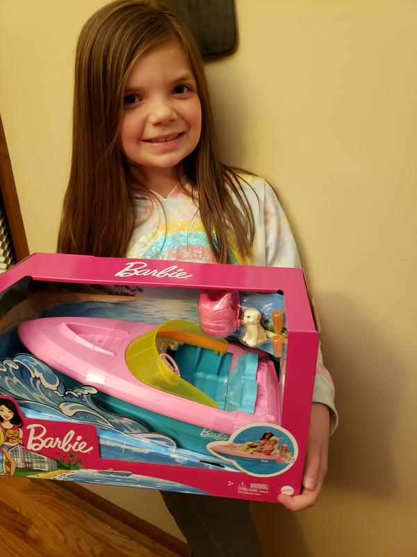 Barbie Boat with Puppy and Accessories Fits 3 Dolls Floats in