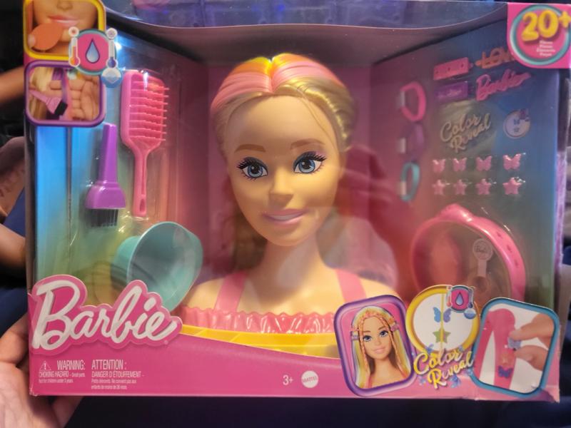 Barbie Ultra chevelure - Tête à coiffer blonde mèches arc-en-ciel