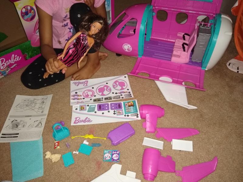 Barbie dreamplane playset online with 15 themed accessories