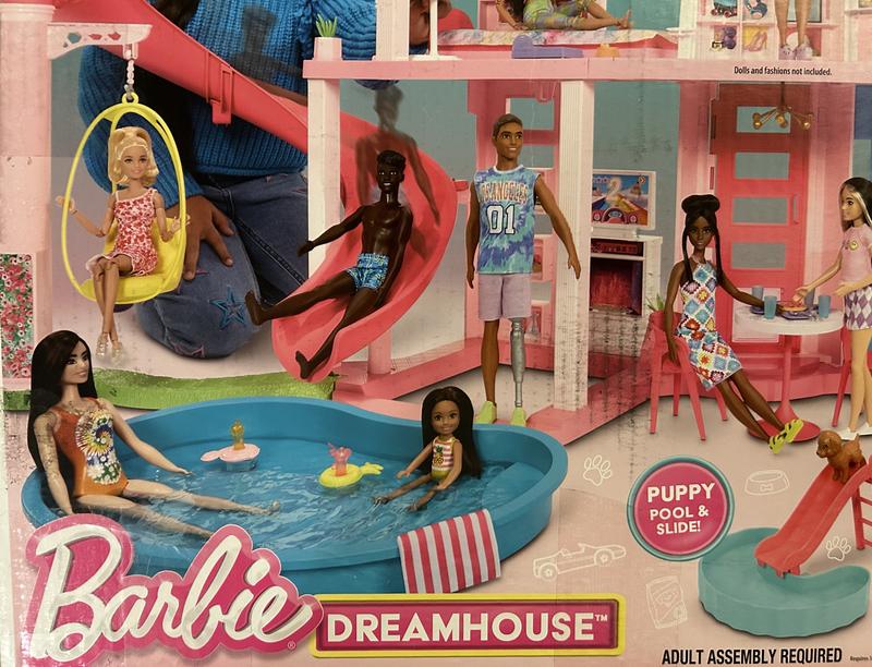 Barbie Dreamhouse Pool Party Doll House with 75+ pc, 3 Story Slide