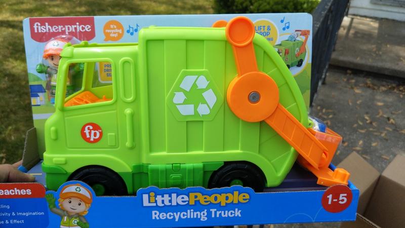 Fisher Price Little People Recycling Garbage Truck Toy with Music and Sounds Toddler Toy Mattel