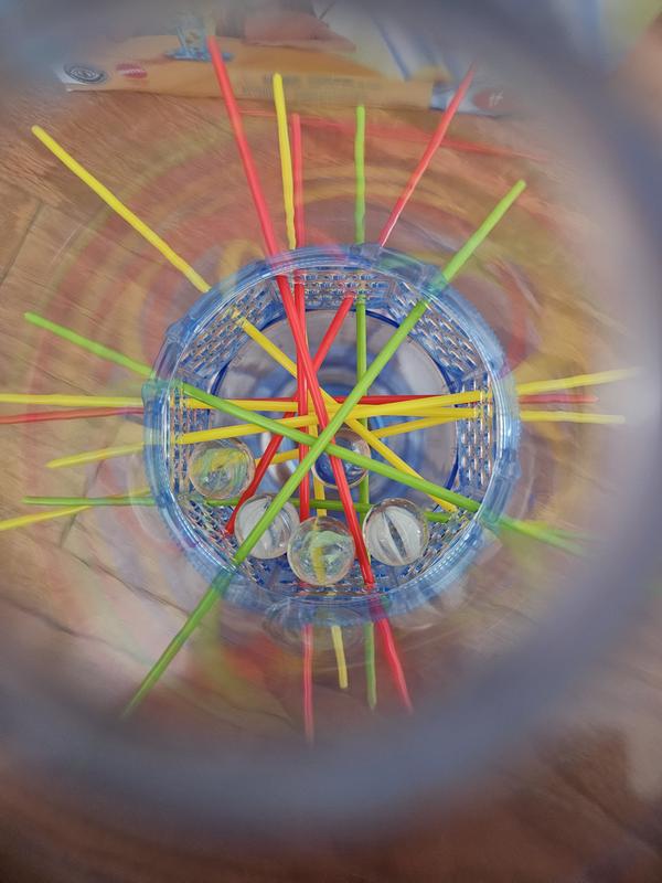 Even with a good amount of sticks in place, the marbles do not stay on top. Marbles are so heavy it moves the sticks and drops to the bottom.