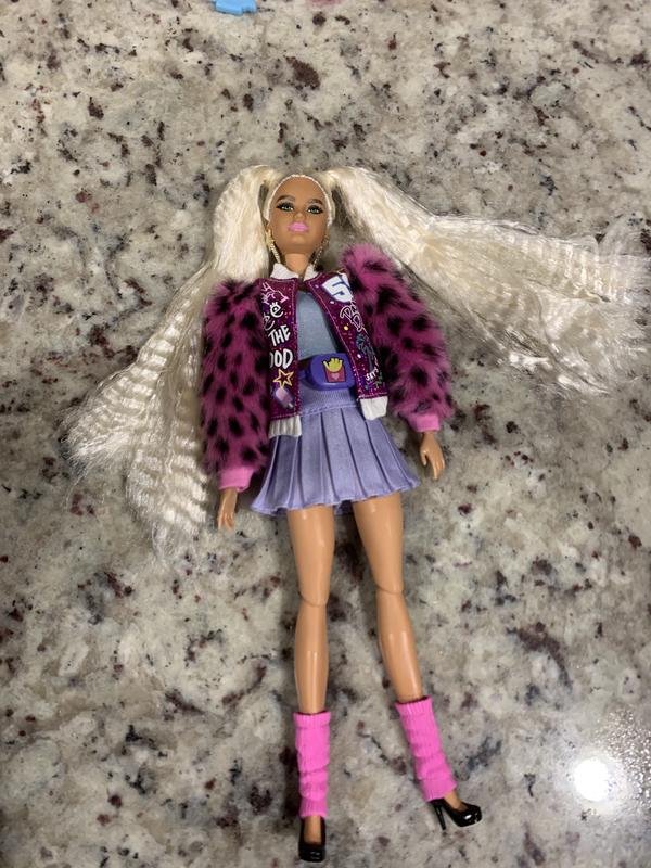  Barbie Extra Doll #8 in Pink Sparkly Varsity Jacket with Furry  Arms & Pet Teddy Bear, Extra-Long Crimped Pigtails, Layered Outfit &  Accessories, Multiple Flexible Joints, For Kids 3 Years Old