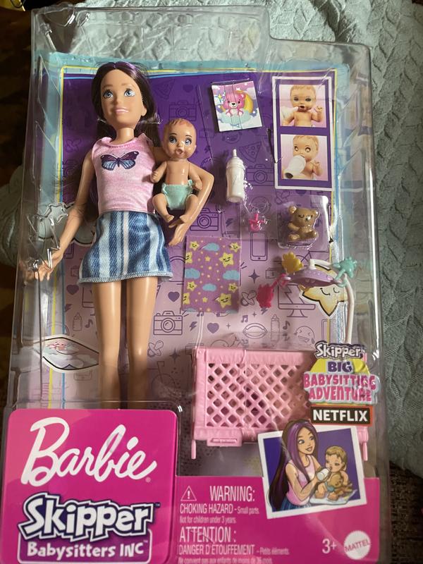 Coffret de jeu poupée Barbie ​Skipper avec chaise haute et bébé