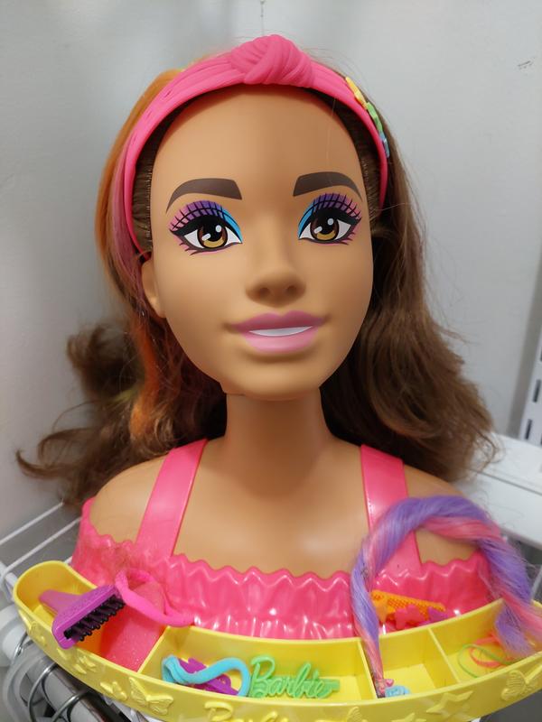 Barbie Doll Deluxe Styling Head with Color Reveal Accessories and Curly  Brown Neon Rainbow Hair, Doll Head for Hair Styling - The Black Toy Store