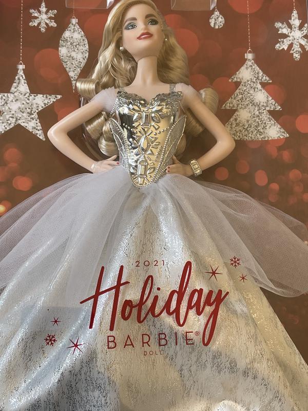 Barbie Signature 2021 Holiday Barbie Doll (12-inch, Blonde Wavy