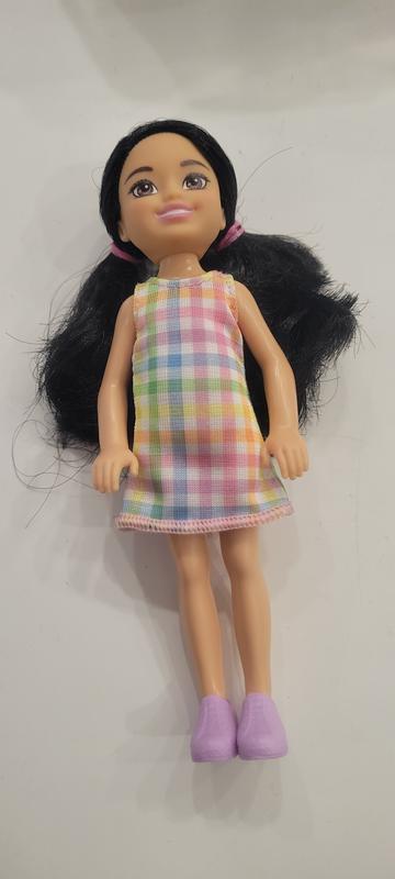 Barbie Chelsea Doll Small Doll Wearing Removable Plaid Dress with