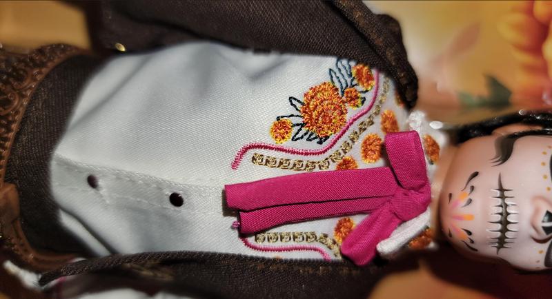Close up of stunning blouse embroidery