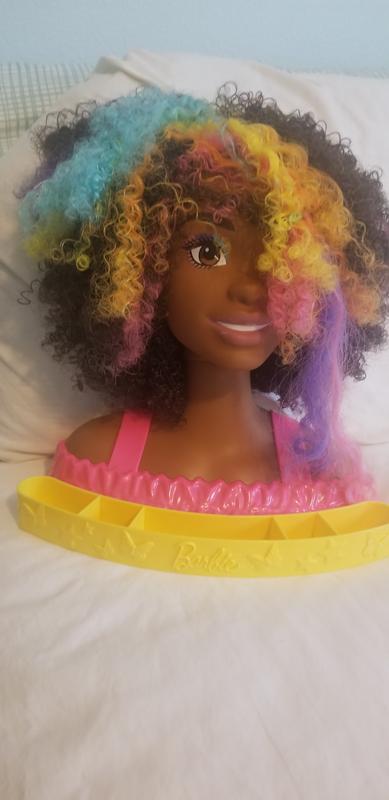 Barbie - Tête à coiffer brune coupe afro - Accessoires inclus