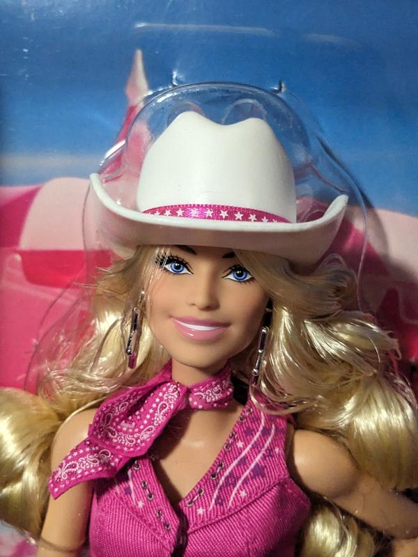 Barbie: The Movie Collectible Doll Margot Robbie as in Pink Western Outfit,  Pink,silver