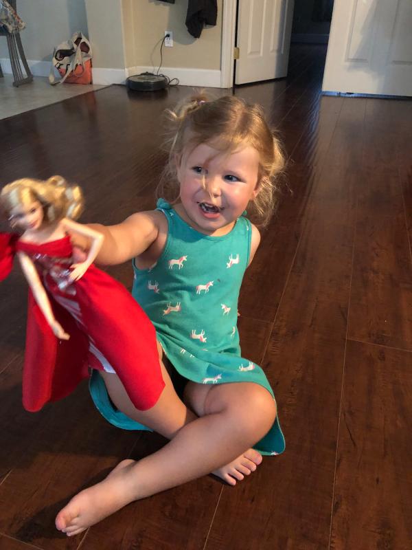 My daughter enjoying Barbie