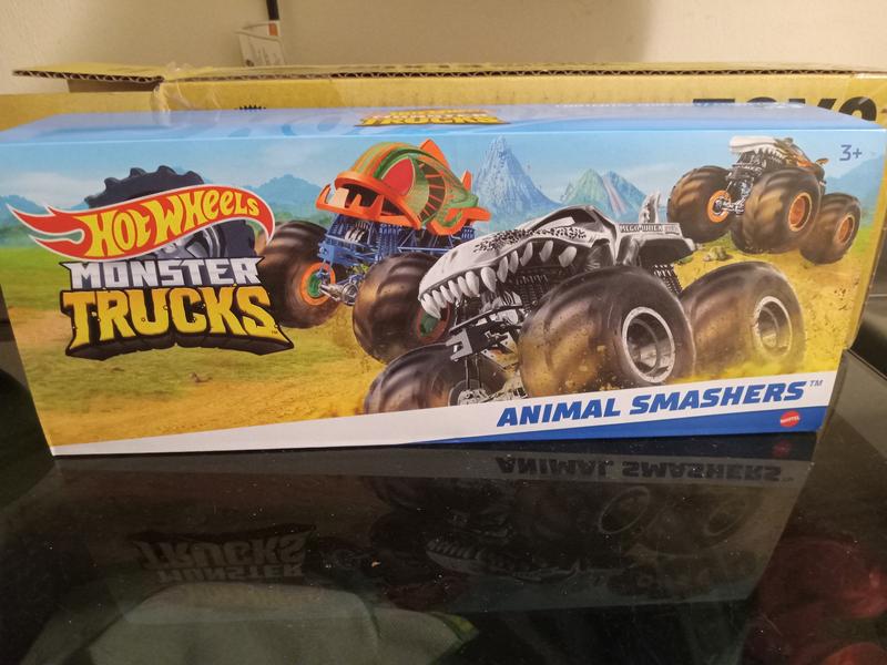  Hot Wheels Monster Trucks Creature 3-Pack, 1:64 Scale Toy Trucks:  Shark Wreak, Piran-Ahh & Mega-Wrex : Toys & Games