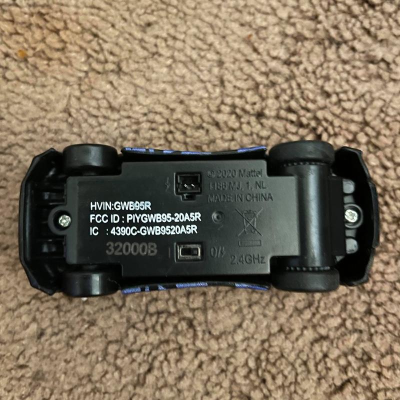 Underside of car to show charging port and on/off switch