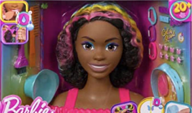 Barbie Ultra chevelure - Tête à coiffer brune avec mèches arc-en-ciel - La  Grande Récré