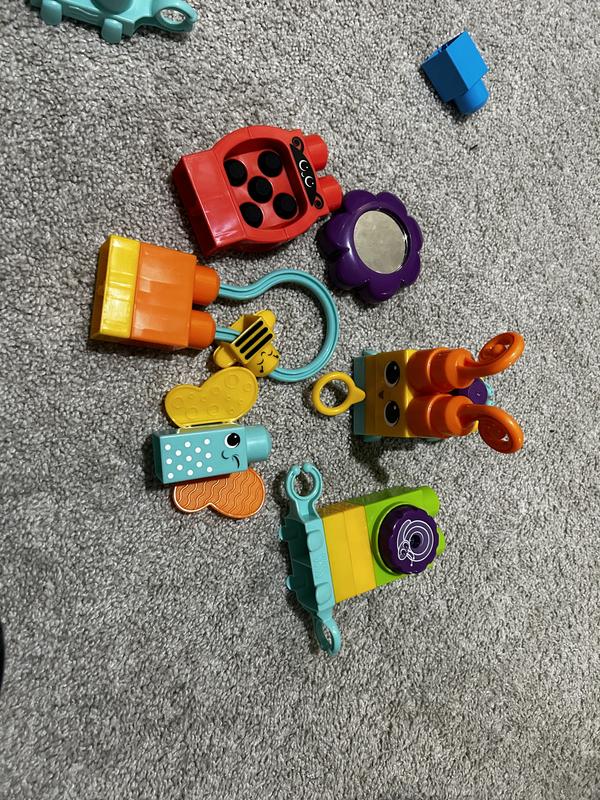 MEGA BLOKS Fisher Price 24 Piece Sensory Building Blocks Toy, Move N Groove  Caterpillar Train