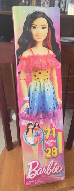 Barbie 28 Large Doll with Blond Hair and Rainbow Dress