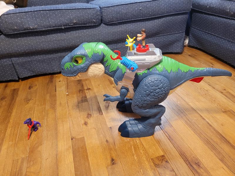 The figurine can ride the dino and shoot projectiles at targets.